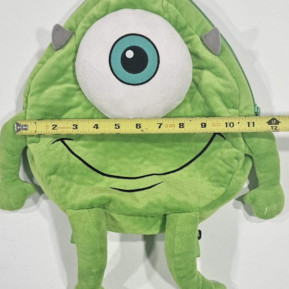 Disney Parks Mike Wazowski Plush Backpack Monsters Inc Green Soft Bag - Picture 5 of 8